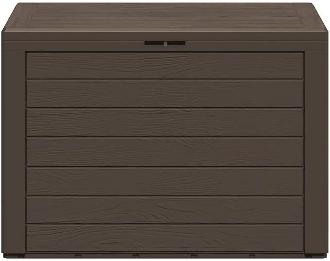 Outdoor Storage Box 50 Gallon, Durable Polypropylene Deck Box for Patio, Garden, Garage, Brown Waterproof Container Bin, 30.7 x 17.3 x 21.7 Inches