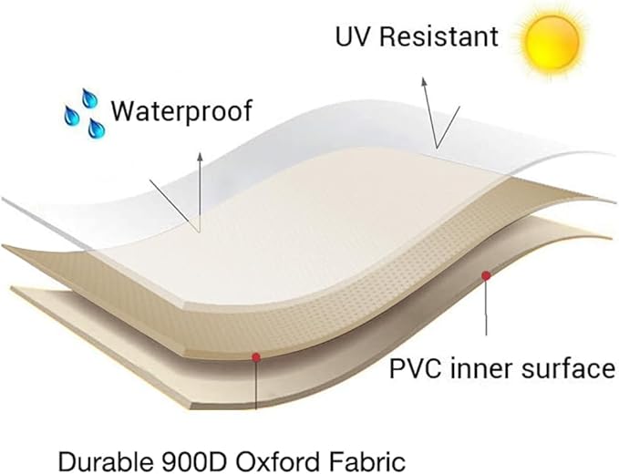 Patio Furniture Covers, Heavy Duty Round Patio Table Cover (84D x 28H Inch) Outdoor Dining & Coffee Table Cover for Veranda, Lawn, Table, Chair-Waterproof & Weather Resistant, Anti UV - Beige & Brown