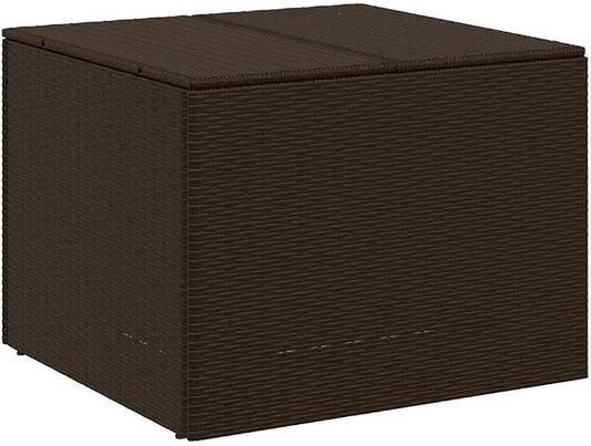 Brown Poly Rattan Garden Storage Box with Water-Proof Bag for Cushions, Pillows, and Blankets, Powder-Coated Steel Frame for Patio Use
