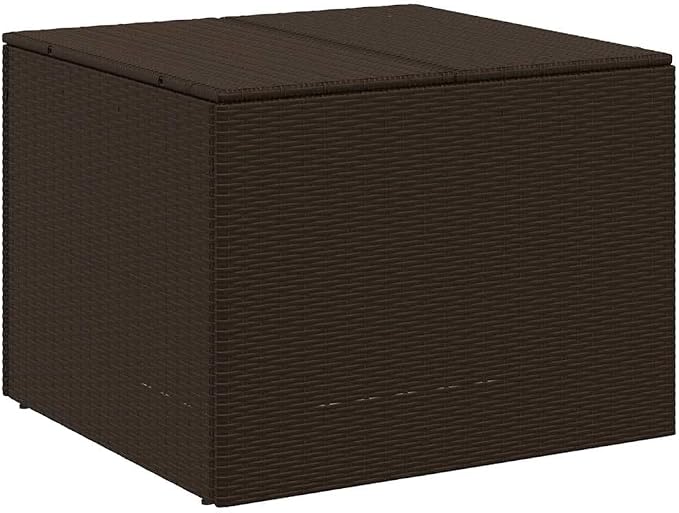Garden Storage Box Brown Poly Rattan Deck Box with Inner Bag, 291L Large Outdoor Storage Bin for Patio Furniture Cushions and Backyard Tools, 31.5 Inches Long