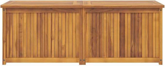 Large 59"x20" Solid Teak Garden Storage Chest with Lid, Weather-Friendly Outdoor Box for Cushions, Tools, Blankets, Shed, Patio, Garage Brown