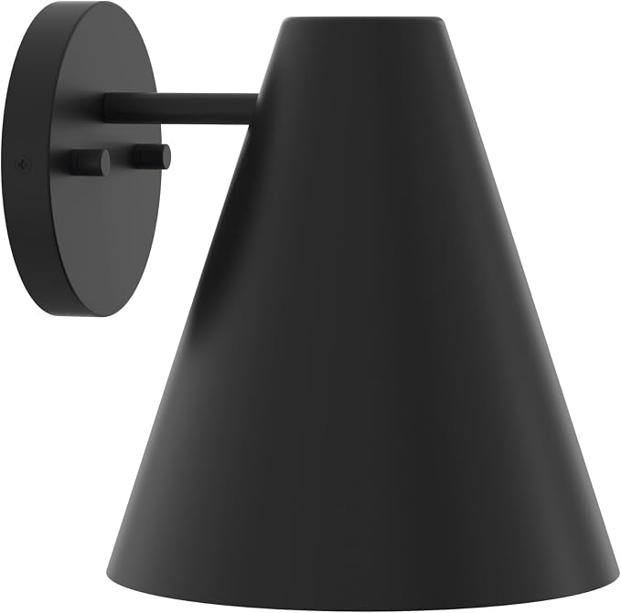 Progress Lighting Mik 18 Inch 1-Light Outdoor Wall Light, Modern Industrial Exterior Light, Matte Black Tapered Cone (18 in. H x 10 in. W x 12 in. Dia), P560409-31M