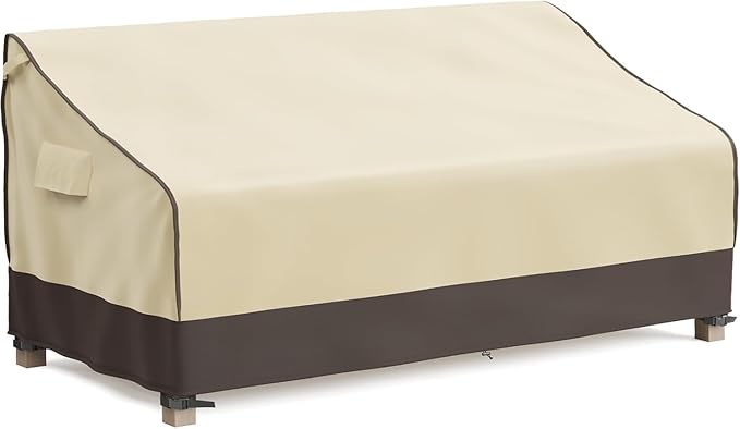MR.COVER Outdoor Couch Cover Waterproof, Patio Furniture Covers for 3-Seater Couch, Heavy Duty Patio Couch Sofa Covers, Fits up to 72" W x 32" D x 35" H, Moisture-Proof & UV-Protection, Brown & Khaki