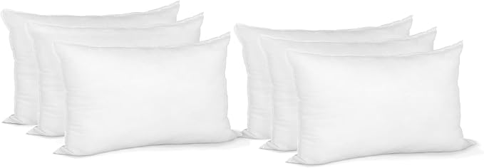 Hometex Canada Pillow Insert 12" x 18" Indoor Outdoor Polyester Filled Standard Cover (6 Pack)