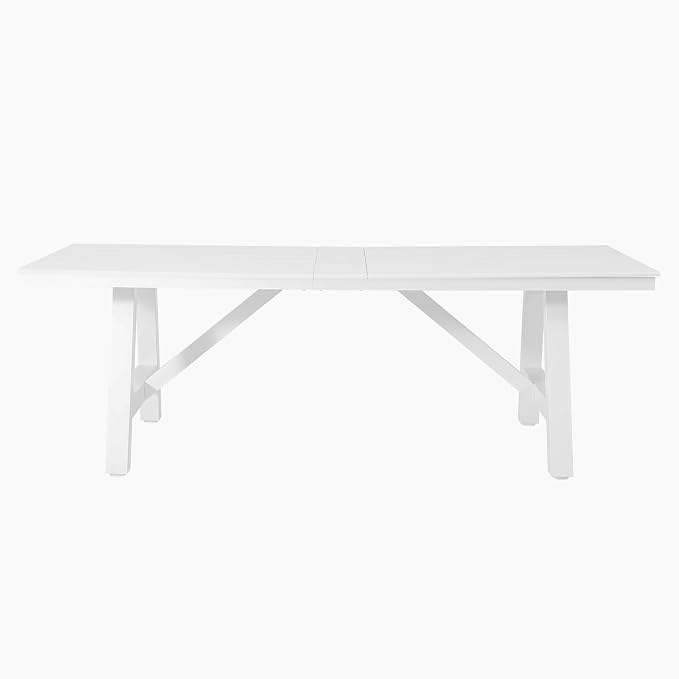 WestinTrends Cape May 9-Piece HDPE Outdoor Furniture Patio Dining Table with Umbrella Hole and Chairs Set for 8, White
