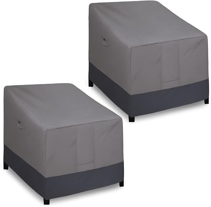 Easy-Going Outdoor Chair Cover Waterproof, Heavy Duty Patio Chair Cover, Windproof Outdoor Furniture Cover with Air Vent (2 Pack-32Wx37Dx31H inch, Gray/Dark Gray)