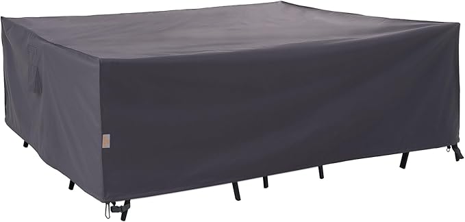 WJ-X3 Heavy-Duty Patio Furniture Cover, Waterproof & Windproof Outdoor Furniture Cover for Rectangle Table and Chairs, Fade-Resistant, 96" x 64" x 31", Gray