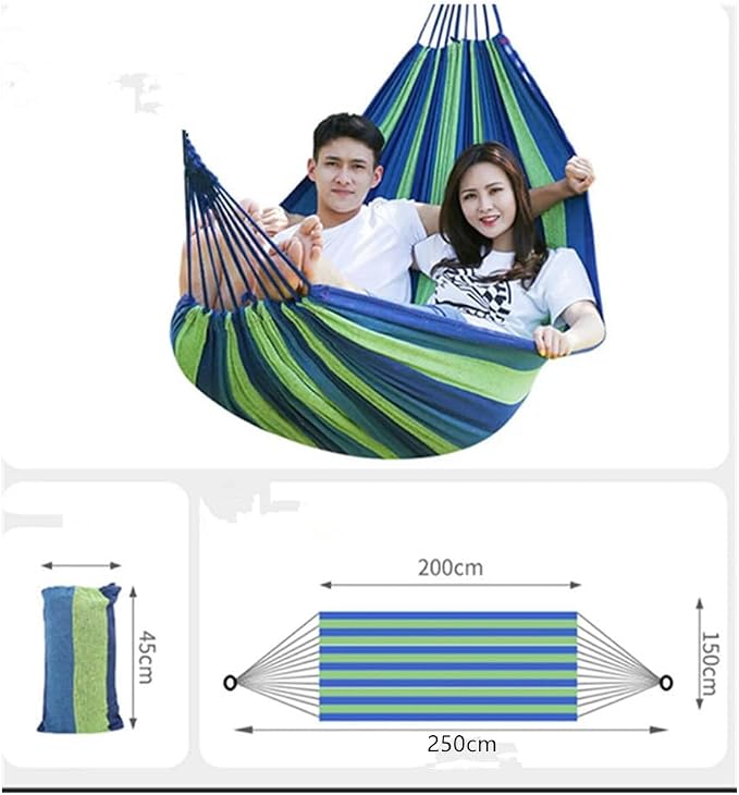Portable Cotton Hammock, Suitable for Hanging Durable hammocks, Perfect for Camping Outdoor/Indoor Backyard, with Hanging Ropes and Carrying Bags (Blue, X-Large)