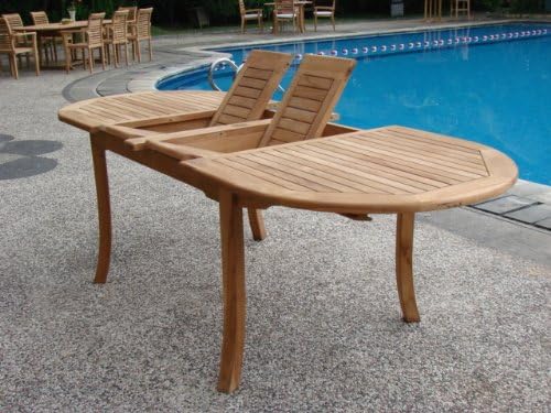 6 Seater 7 Pc Grade-A Teak Wood Dining Set: 94" Oval Table and 2 Stacking Arbor Arm & 4 Armless Chairs #TSDSABy
