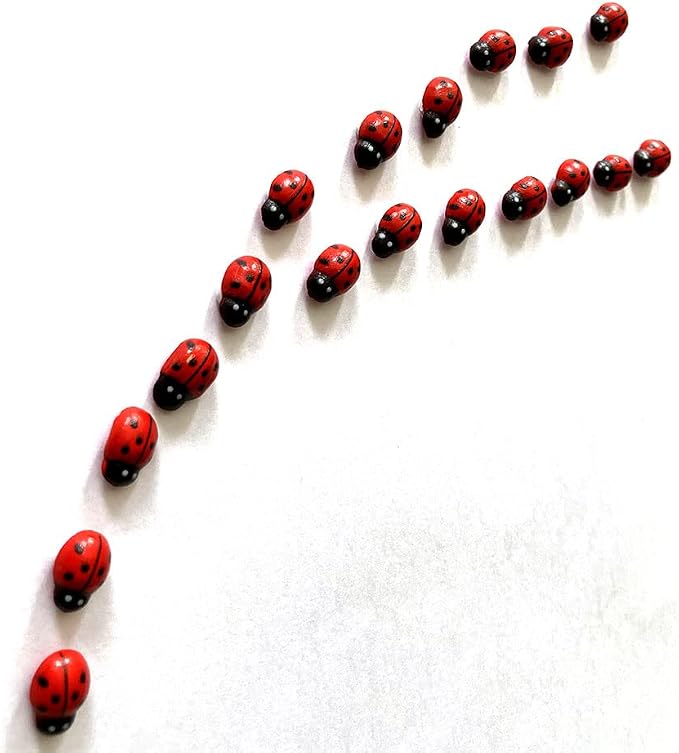 Art&Beauty 100pcs Self-Adhesive Mini Ladybugs Wooden Ladybug Shaped Sticker