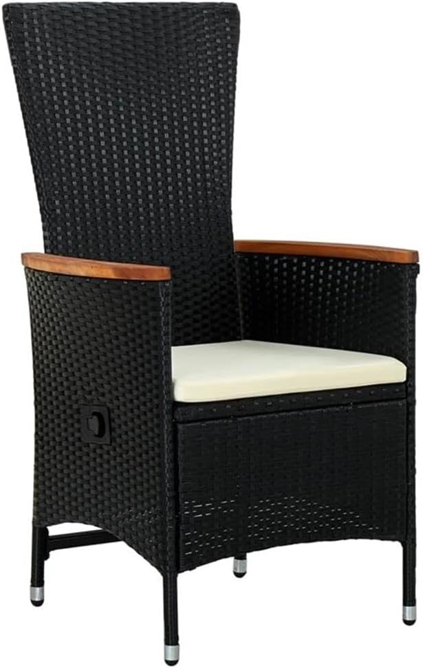 Afuera Living Contemporary Patio Dining Set, PE Rattan Construction, Black Finish, Square Table and 4 Chairs, Weather-Resistant Outdoor Furniture for Terrace or Garden