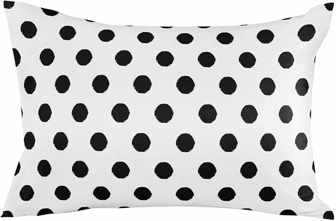 Outdoor Waterproof Throw Pillow Covers Set of 2 Black White Polka Dots Lumbar Pillowcases 20x12 Inches Cute Solid Color Decorative Pillows Cushion Case Patio Pillows for Couch Bed Chair Garden