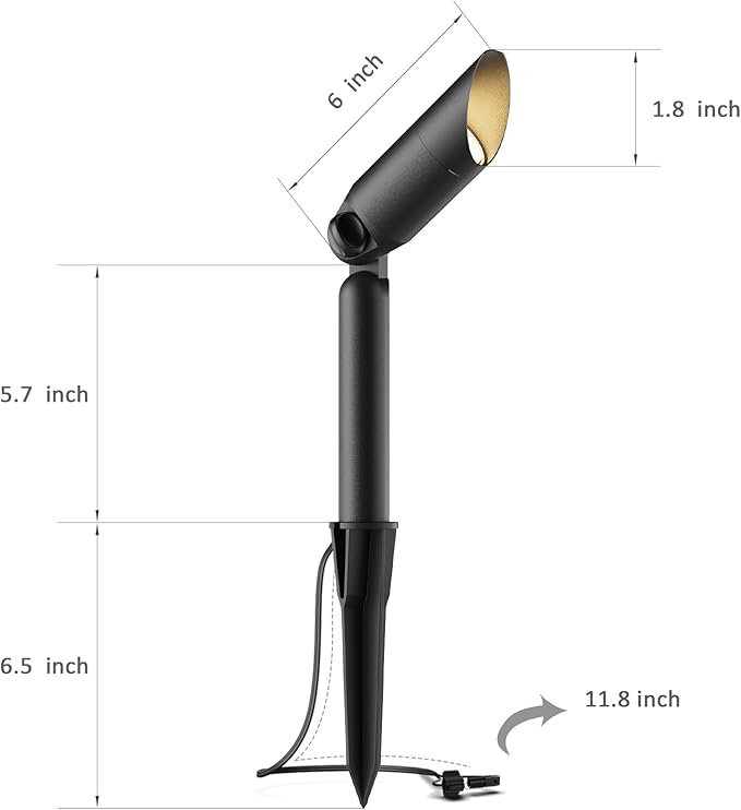 Low Voltage Landscape Spotlights 12V LED Outdoor Spot Lights for Yard Garden Tree Uplighting 3W 100 Lumens Weateproof Die-cast Aluminum Housing 2900K Warm White 2PK