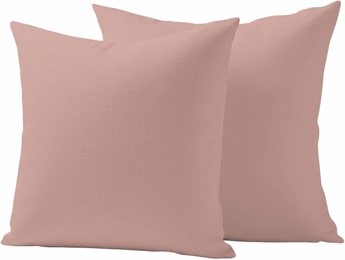 Outdoor Pillow Covers 24 x 24 Inches, Pink Pure Color Waterproof Throw Pillow Cover Set of 2, Aesthetics Contemporary Luxury Decorative Square Cushion Covers for Patio/Couch/Garden