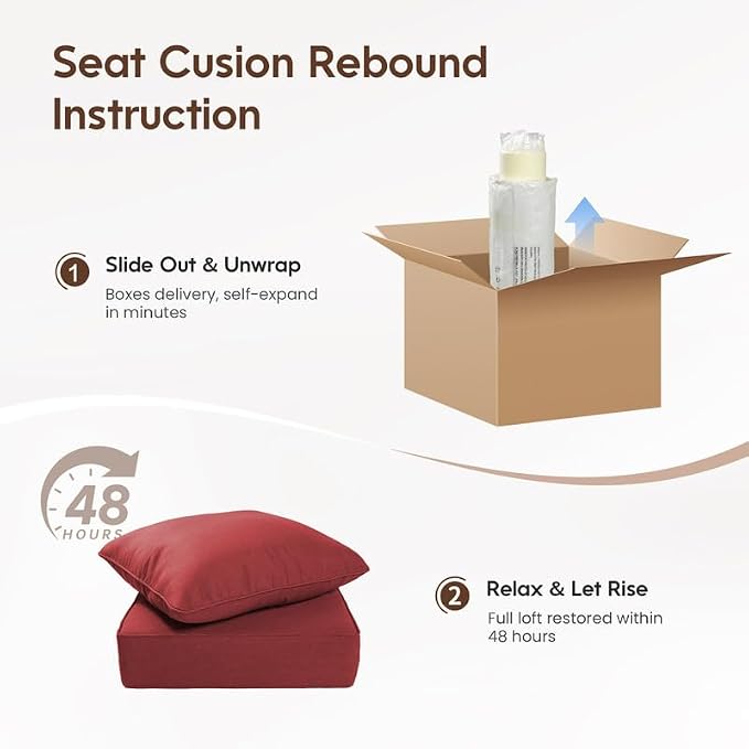 Luxury 22*24*6in Outdoor Patio Cushions, 4 Pieces Red Outdoor Cushion | 6'' Thick Outdoor Cushions, Water-Resistant, Reversible, Removable Cover, for Patio Chairs Sofa Couch Loveseat