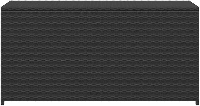 47" x 47" Black Outdoor Storage Box, Rectangular PE Rattan Deck Box with Gas-Lift Lid, Rust-Resistant Tool & Patio Cushion Chest for Garden, Backyard, Poolside & Small Decks