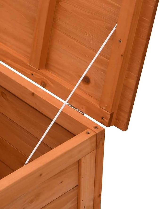 Outdoor Garden Storage Box Large Wooden Deck Bin for Patio Cushions and Patio Furniture Accessories, 78.1 in x 19.7 in x 22.2 in, Brown Fir Wood