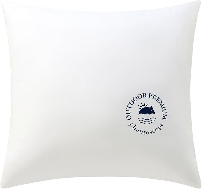 Phantoscope 18x18 Outdoor Pillow Inserts, Waterproof Outdoor Pillows, Water Resistant Throw Pillows with Logo Design, Square Form Couch Sham Cushion for Patio and Porch Furniture, 4-Pack