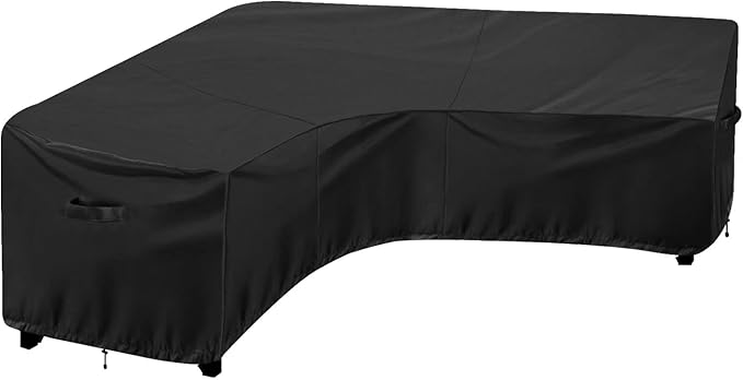 OutdoorLines Waterproof Outdoor Patio Sectional Cover - UV Resistant & Windproof V-Shaped Patio Furniture Covers for Deck, Lawn and Backyard, 420D Heavy Duty Couch Cover 89" L (on Each Side) Black
