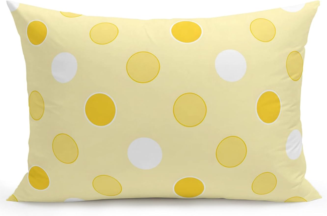 Waterproof Outdoor Pillow 1 Pack Yellow Polka Dots Decorative Throw Pillows Cover & Insert 20x12 Inch Lumbar Pillowcase Funny Circles Spots Pillows for Couch Sofa Bed Patio Furniture Indoor Outdoor