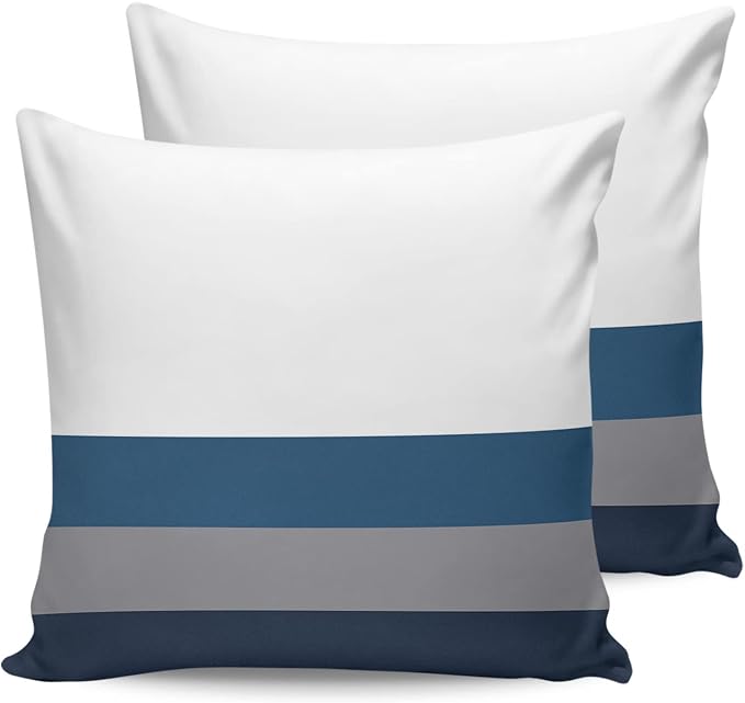 Outdoor Waterproof Pillow Covers for Patio Furniture Simple Stripe Decorative Throw Pillow Cover Geometric Pattern Pillowcases Set of 2 Cushion Case for Sofa Couch Chair Home Decor 26x26 inch