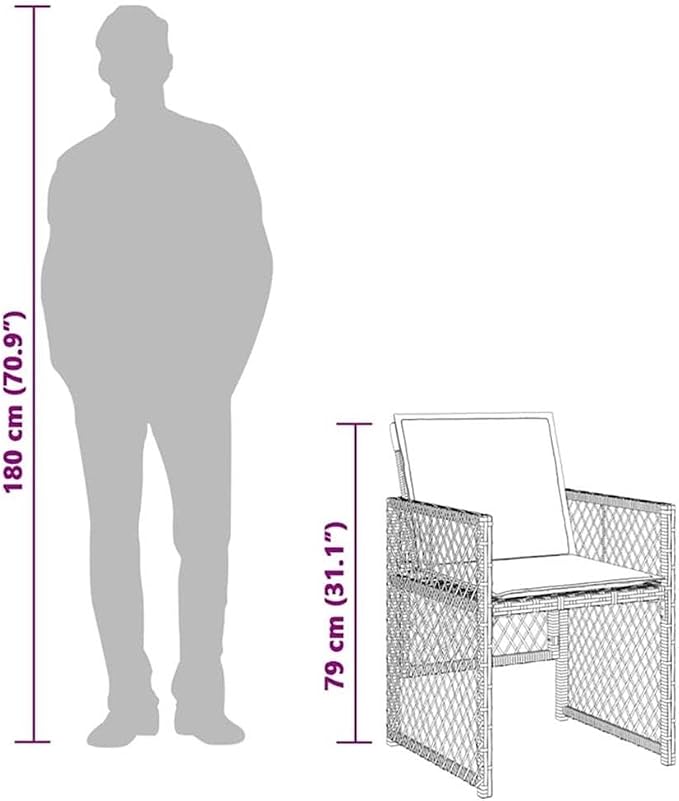 Afuera Living 5 Piece Patio Dining Set, UV-Protected Poly Rattan and Solid Acacia Wood, Black/Cream White, Foldable Chairs with Cushions, Modern Outdoor Furniture for Garden, Terrace, or Patio Use