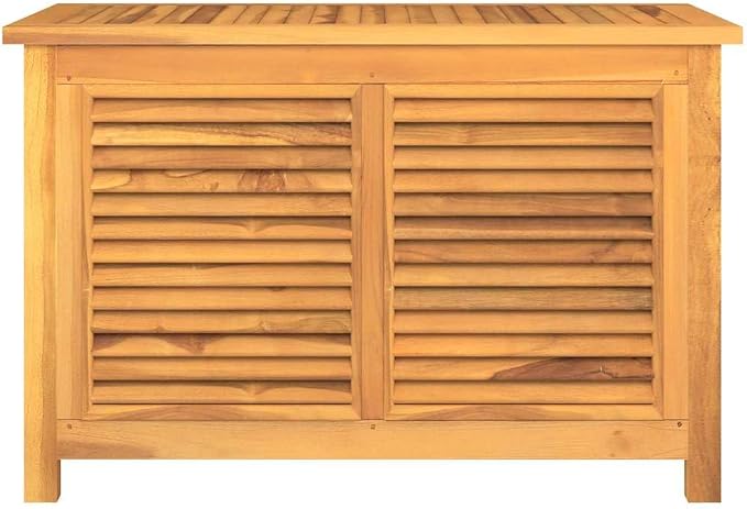 Garden Storage Box Warm teak Solid teak wood, PE,Rustic Garden Storage Box with Large Capacity and Ventilated Design – for Outdoor Use Storage Boxes