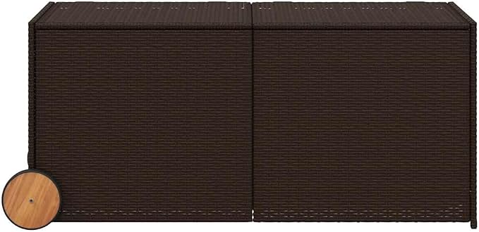 Poly Rattan Garden Storage Box with Water-Proof Bag, 2 Wheels and Powder-Coated Steel Frame for Patio Cushions and Blankets