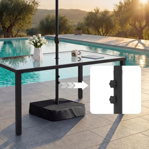 15 FT Patented Misting Patio Umbrella with Base, Outdoor Umbrella with Built-in Rechargeable Mist System