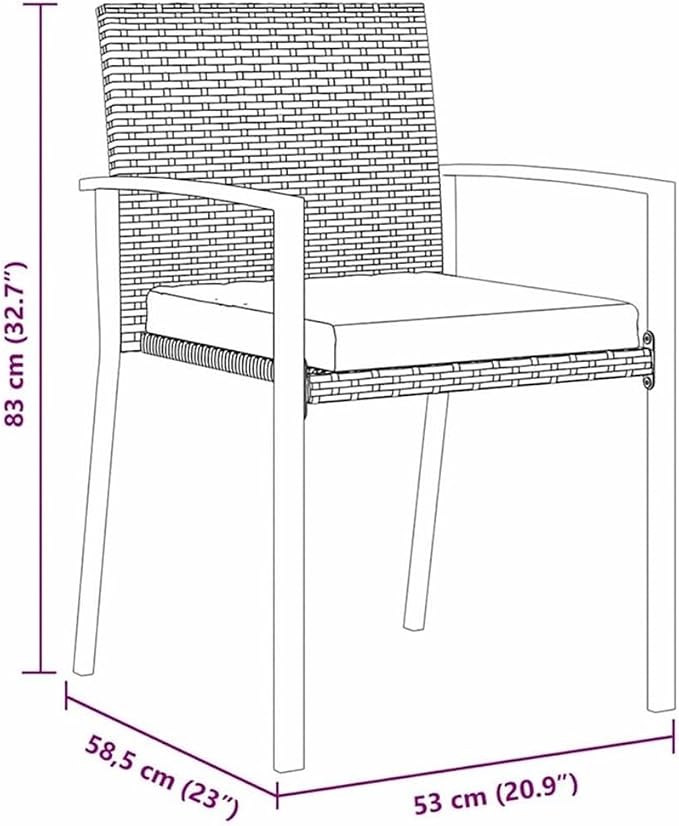 Afuera Living 5 Piece Poly Rattan Garden Dining Set, Black Finish, Powder-Coated Steel Frame, UV-Resistant Durable Outdoor Furniture with Seat Cushions, Armrests, Modern Patio or Garden Seating