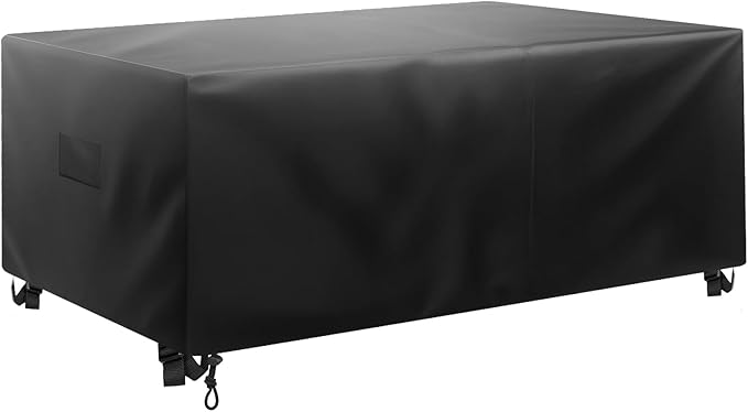 VEVOR Patio Furniture Cover, 420D Heavy Duty Waterproof Outdoor Dining Table and Chairs Cover, Large Rectangular Patio Table Covers with Air Vent for All Weather, 88L x 62W x 28H inch, Black