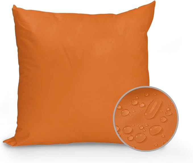 Outdoor Waterproof Throw Pillows Solid Art Minimalist Pure Orange Patio Pillows,Decorative Pillow Covers with Insert,Pillow Cushion Case for Garden Couch Sofa Plain Single Bright Color