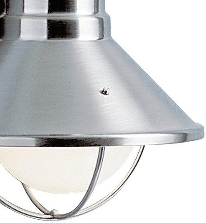 Kichler Seaside 7.5" 1 Light Outdoor Wall Light with Glass Globe Brushed Nickel,Silver, 18.25-Inch