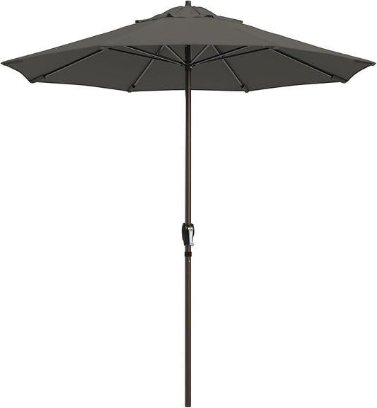 California Umbrella 12-Year Protection 7.5-Ft Outdoor Patio Umbrella, Sunbrella Fade-Resistant Fabric, Auto-Tilt, Heavy Duty Aluminum Frame, 8 Reinforced Ribs for Pool or Deck, Bronze Pole, Charcoal
