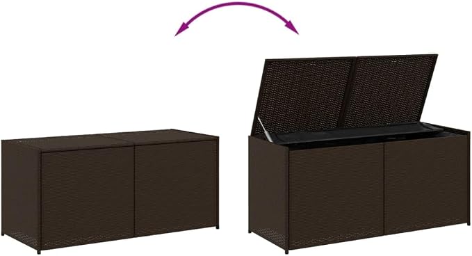 283 L Large Outdoor Storage Box Brown PE Rattan Deck Box Weather-Resistant Patio Storage for Cushions Garden Tools 19.7x47.2x22 in