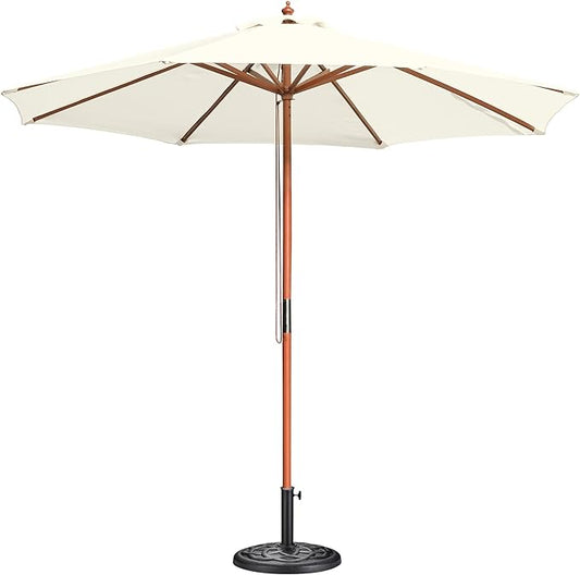 Yescom 9ft Coastal Solid Wood Umbrella Pulley Lift Commercial Base with Wheel Included for Seaside Restaurant Terrace Poolside Beach Club