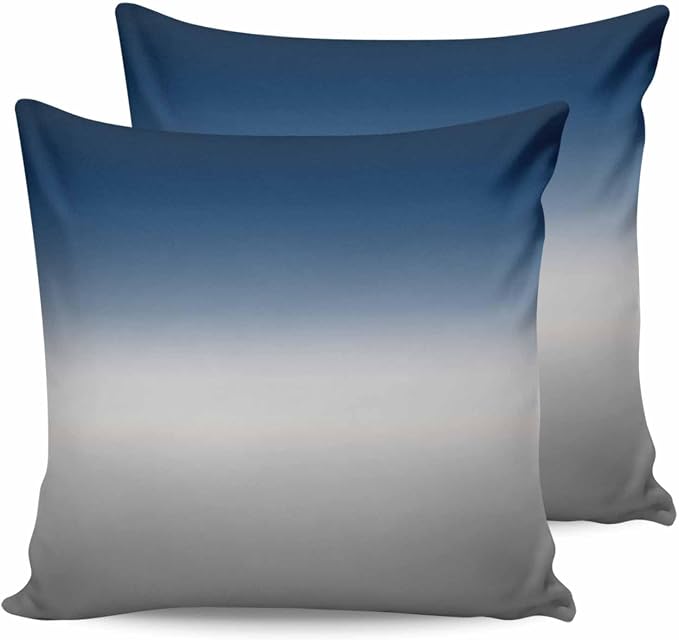Outdoor Waterproof Throw Pillow Covers Set of 2 Blue Grey Ombre Pillowcases 26x26 Inches Gradient Gradual Color Patio Decorative Pillows Cushion Case Patio Pillows for Couch Bed Chair Garden