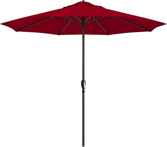California Umbrella 10-Year Protection 9 Ft Outdoor Patio Umbrella, Pacifica Fade-Resistant Fabric, Auto-Tilt, Heavy Duty Aluminum Frame, 8 Reinforced Ribs for Pool or Deck, Bronze Pole, Red