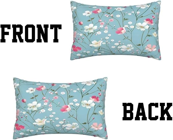 Outdoor Pillows Waterproof Set of 2 Outdoor Pillow Covers 16x24 Inch, Blue Throw Pillows Flower Pillow Covers, Summer Garden Decorative Pillows Outdoor Pillows for Patio Furniture Car Home Decor -hs42