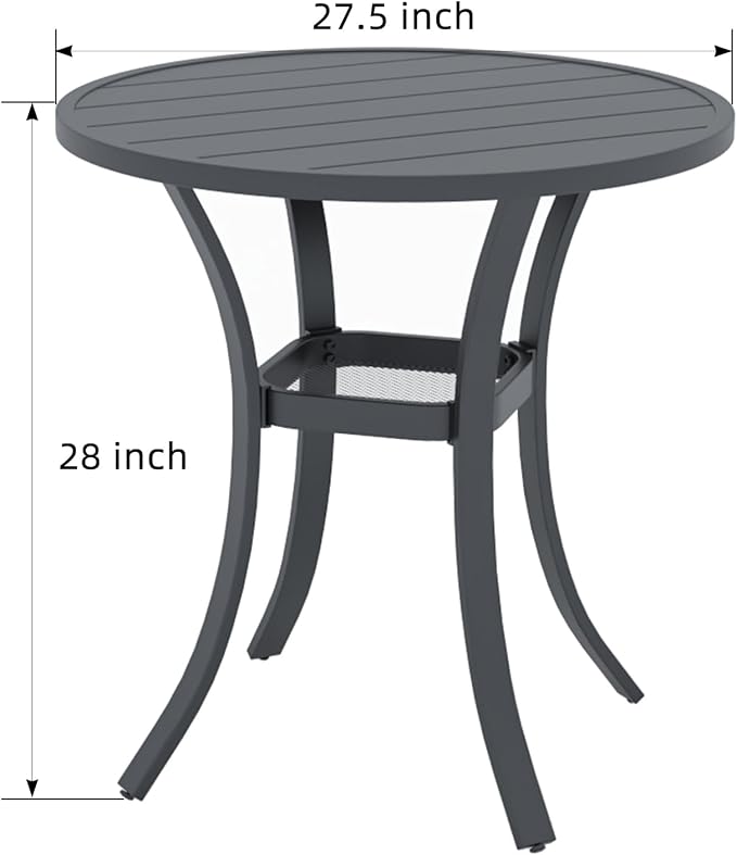 Outdoor Dining Set,27.5"x 27.5"x 28" Round Patio Table with 2pcs Swivel Chairs,Outdoor Furniture Set for Garden Backyard Lawn Poolside
