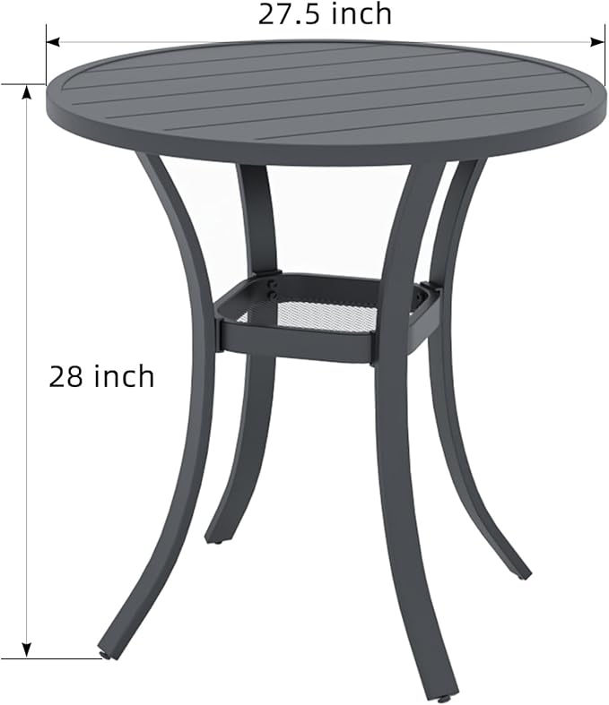 Anmutig 3 Piece Small Outdoor Set, 27.5 Inch Patio Round Table with 2 Tan Grey Swivel Rocker Chairs - Style2