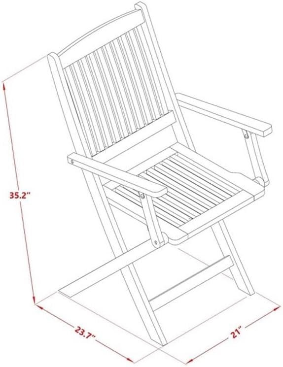 Pemberly Row 5-Piece Acacia Wood Patio Dining Set, Natural Oil Finish, Includes Rectangular Table with X-Style Legs and 4 Folding Armchairs, Weather-Resistant Outdoor Furniture for Porch, Balcony,