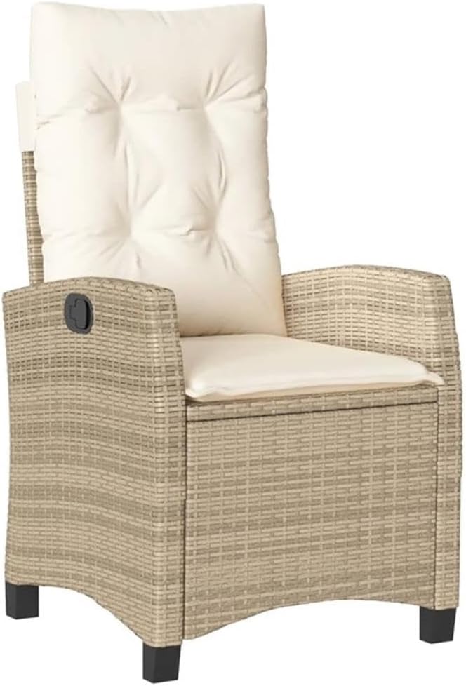 Afuera Living 5-Piece Poly Rattan Patio Dining Set, Black and Beige Finish, Weatherproof Construction with Cushions, Glass Top Table, Modern Style Outdoor Furniture for Garden, Balcony, or Patio Use