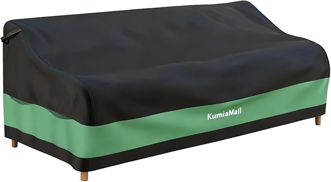 Waterproof Outdoor Sofa Cover, 2-Seater Heavy Duty Patio Loveseat Covers, 58" W x 32.5" D x 31" H, All-Weather Protective Furniture Cover Black & Green