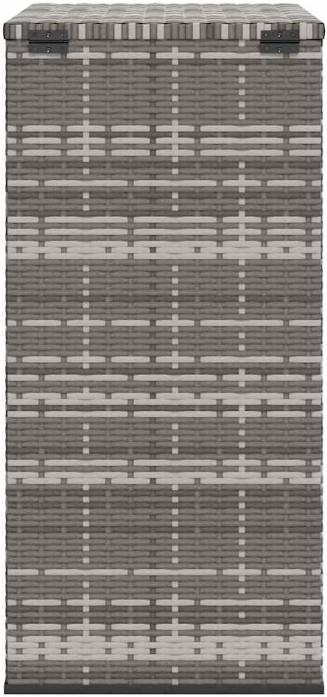 Simplistic PE Rattan Garden Storage Box with Powder-Coated Steel Frame and Gas Lift, Gray Cushion Chest for Patio and Indoor Use