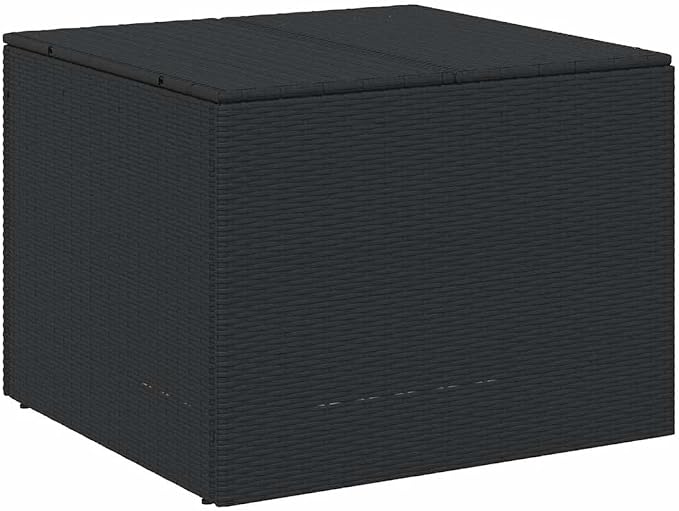 Outdoor Garden Storage Box 291L, Weather Resistant Poly Rattan Deck Bin for Cushions, Tools, and Patio Accessories, Black Rectangular Container