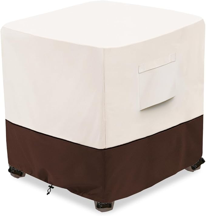 Bitubi Waterproof Patio Ottoman Cover, Heavy Duty Square Outdoor Side Table Furniture Covers Size 22L x 22W x 18H inch (Brown)