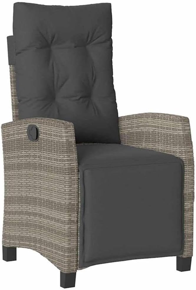 Afuera Living 7 Piece Poly Rattan Patio Dining Set, Gray Woven Texture, Glass-Topped Table, Steel Frame, Cushioned Chairs with Adjustable Backrests, Modern Outdoor Furniture for Garden or Terrace