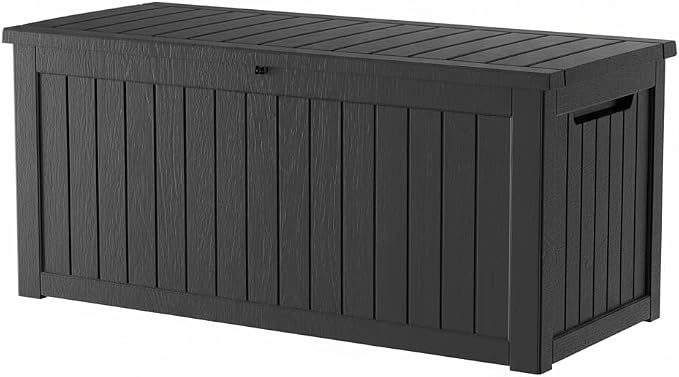 Outdoor Storage Deck Box, Large Patio Container for Garden Tools, Cushions and Yard Accessorie.Lockable Waterproof Resin Weatherproof Storage Container (Black, 280 Gallon)