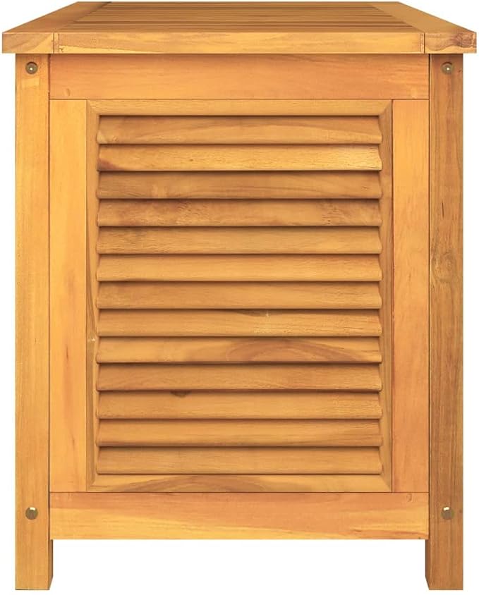 Deck Box Indoor Outdoor Storage Container Furniture with Bag, Patio Storage Box Bin Organizer for Garden Tools, 35.4"x19.7"x22.8" Solid Wood Teak